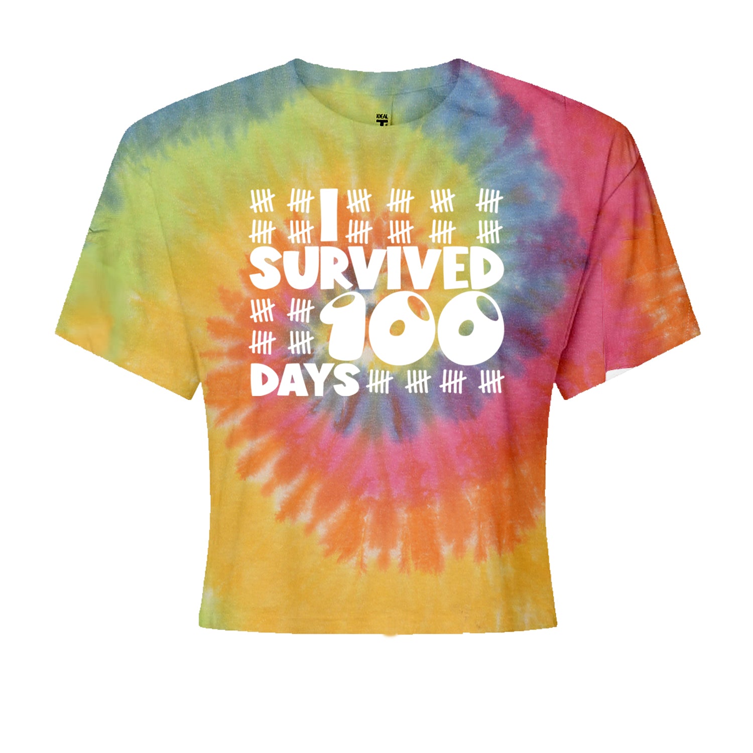 I Survived 100 Days Tally Marks Cropped T-Shirt Eternity