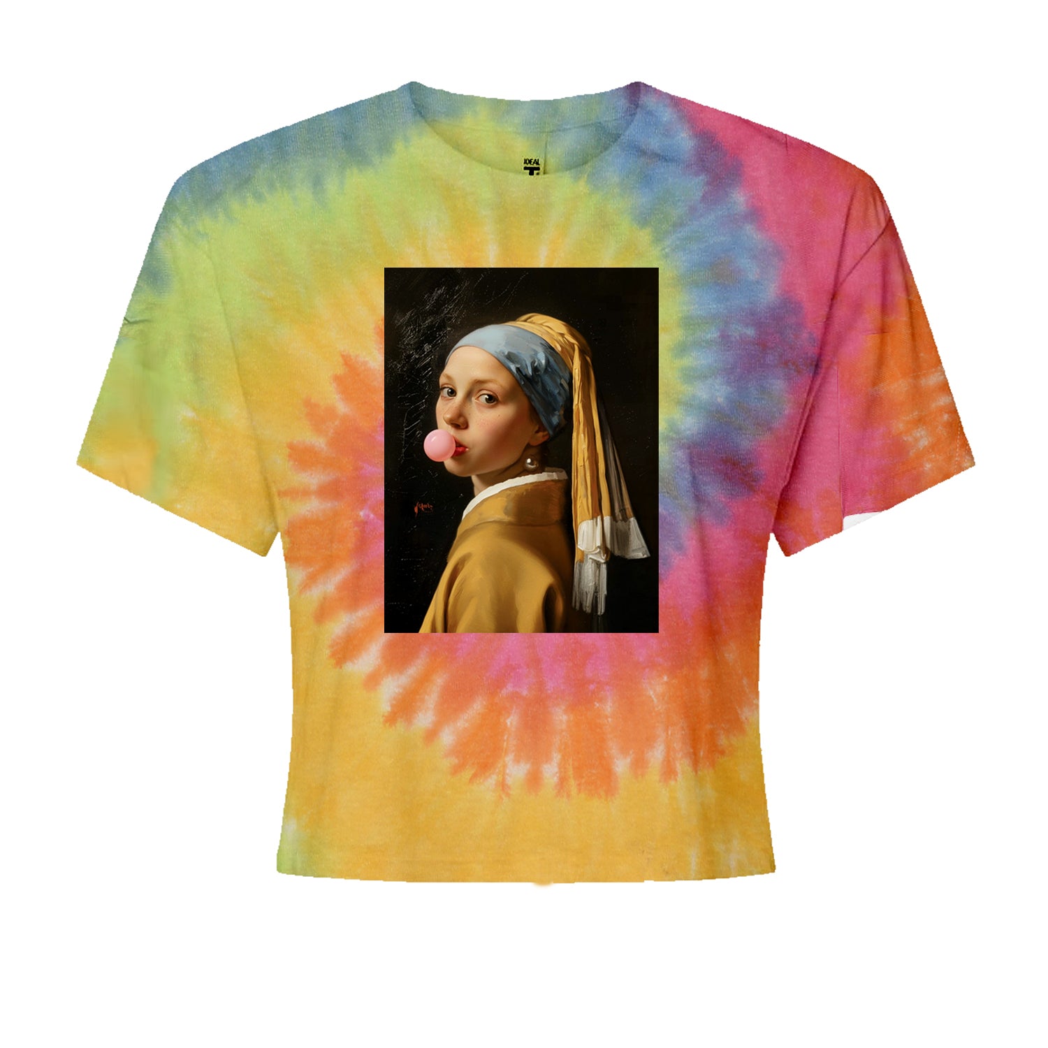 Girl with a Pearl Earring Bubble Gum Contemporary Art Cropped T-Shirt Eternity