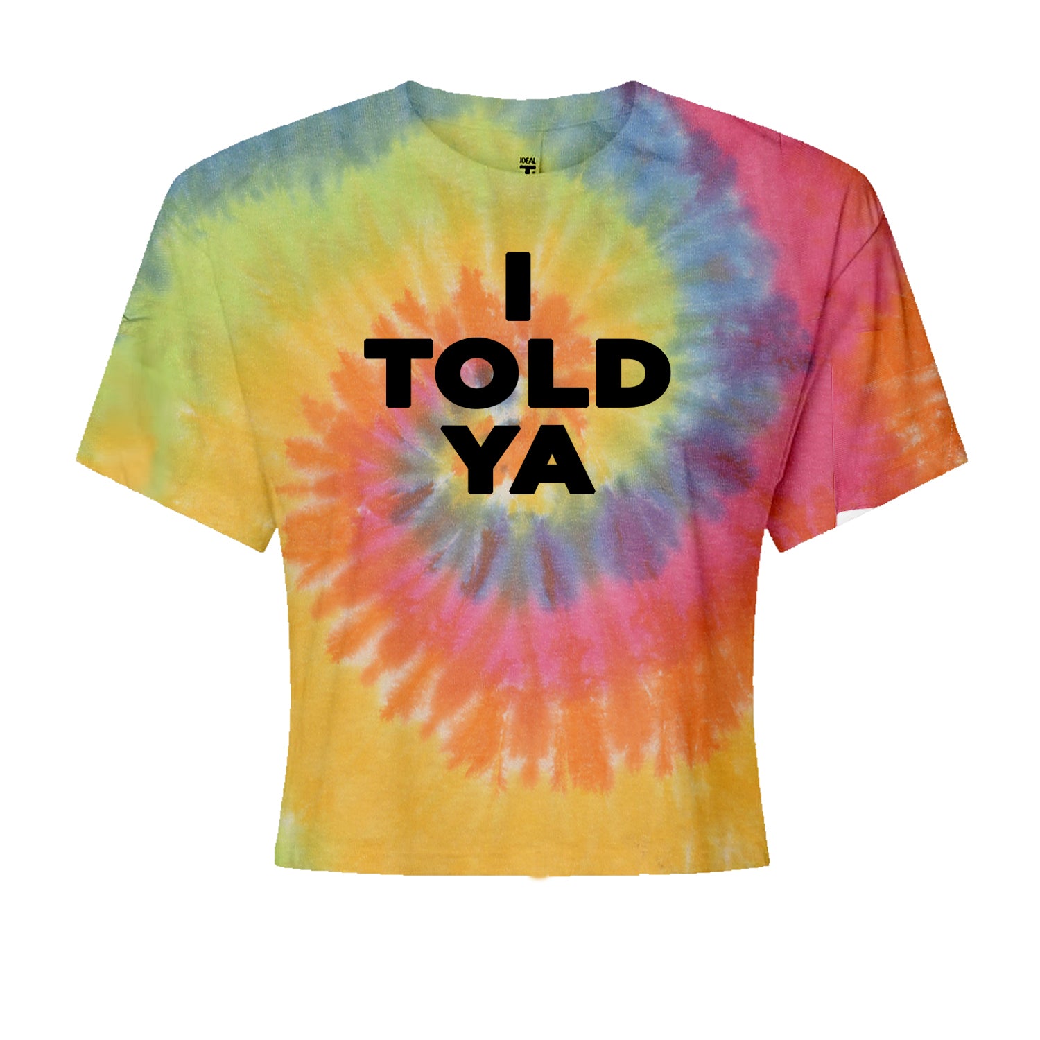 I Told Ya Challenger Black Print Cropped T-Shirt Heather Grey