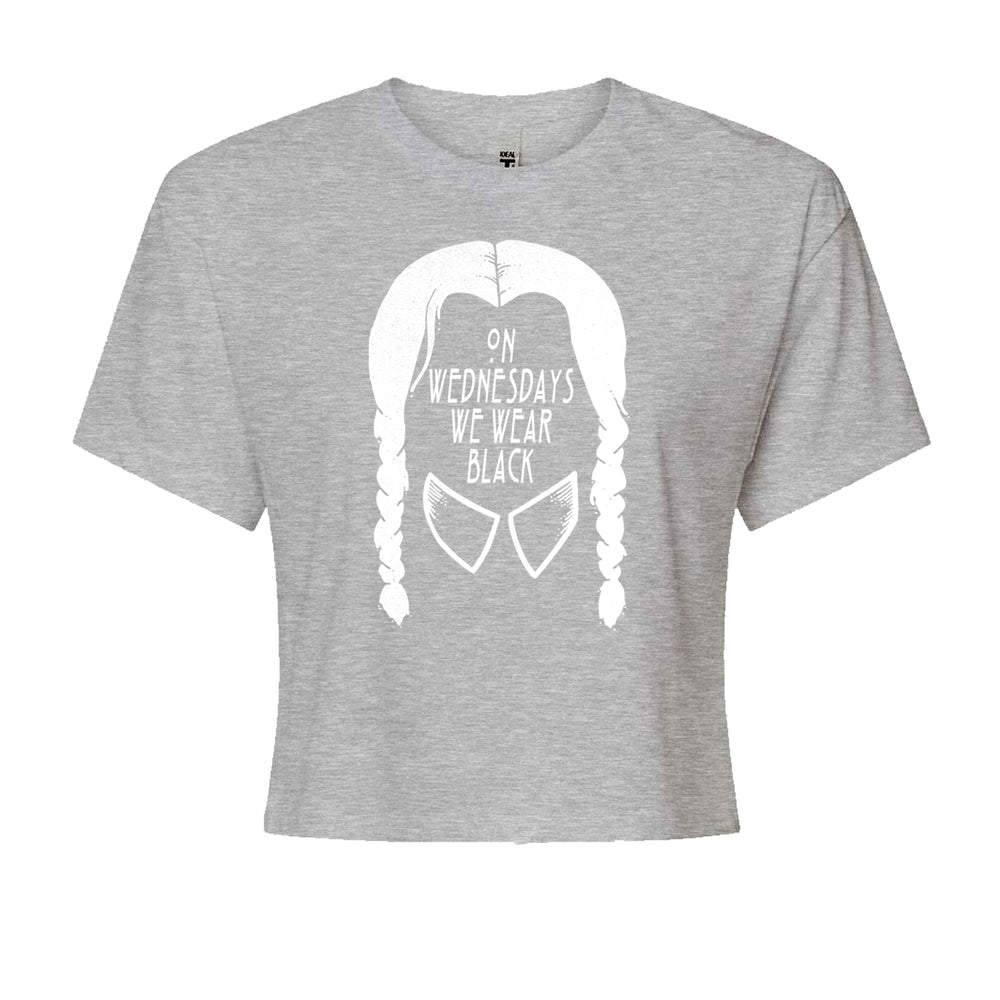 On Wednesdays, We Wear Black Cropped T-Shirt Heather Grey