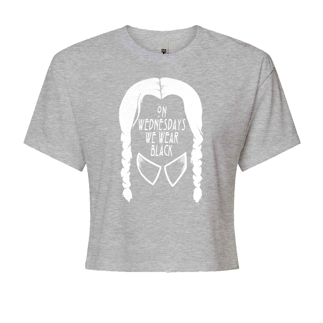On Wednesdays, We Wear Black Cropped T-Shirt Heather Grey