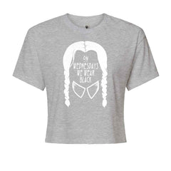 On Wednesdays, We Wear Black Cropped T-Shirt Heather Grey