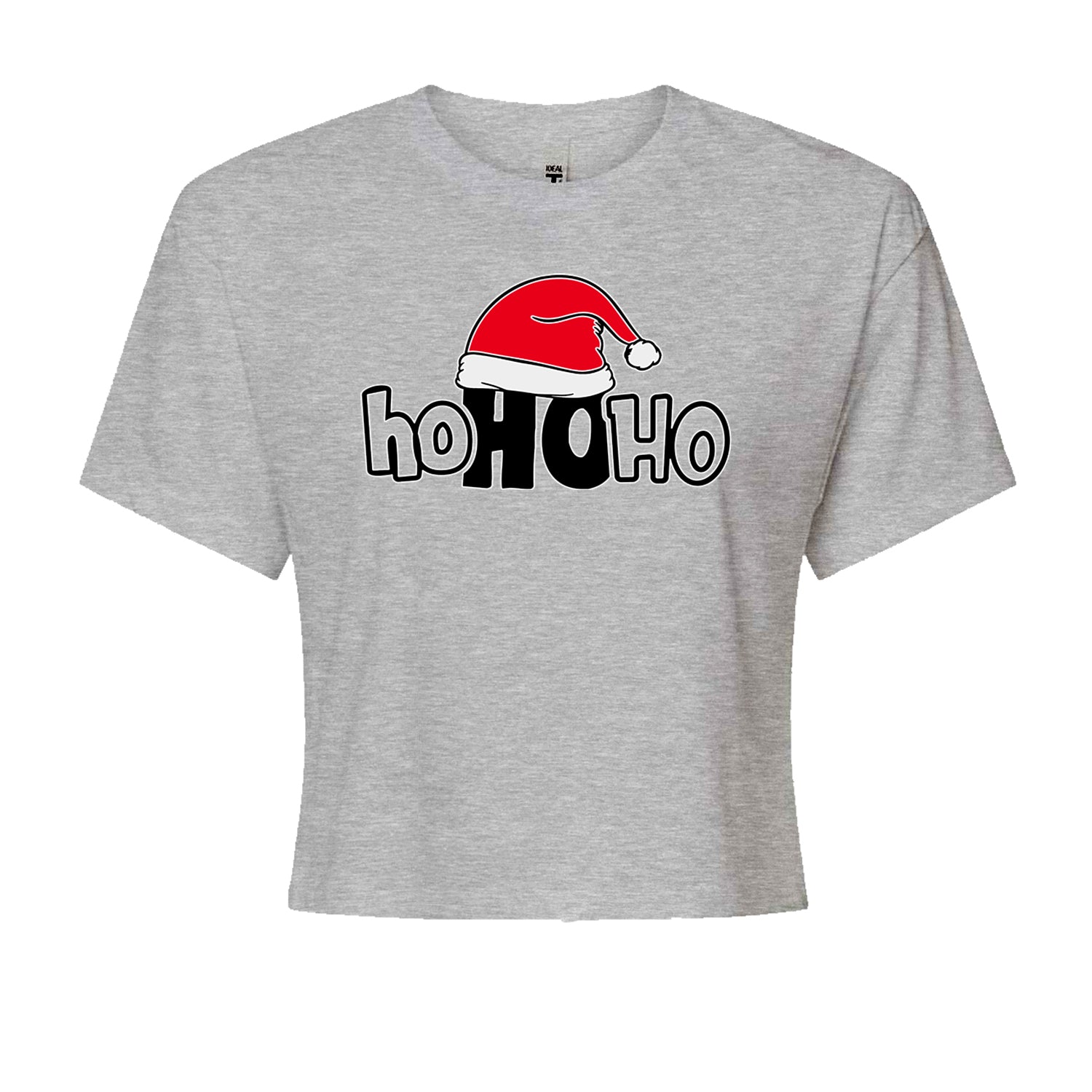 Ho Ho Ho Santa Christmas HatCropped T-Shirt Heather Grey