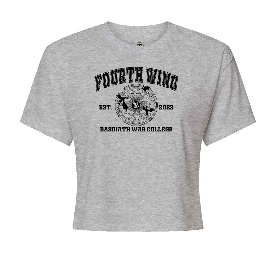 Dragon crest and war college academy-style artwork on a Women's Boxy Crop T-Shirt
