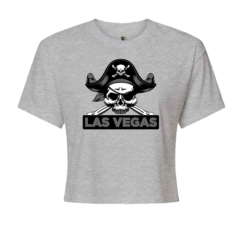Raider Skull Straight Outta Las Vegas Cropped T-Shirt Heather Grey