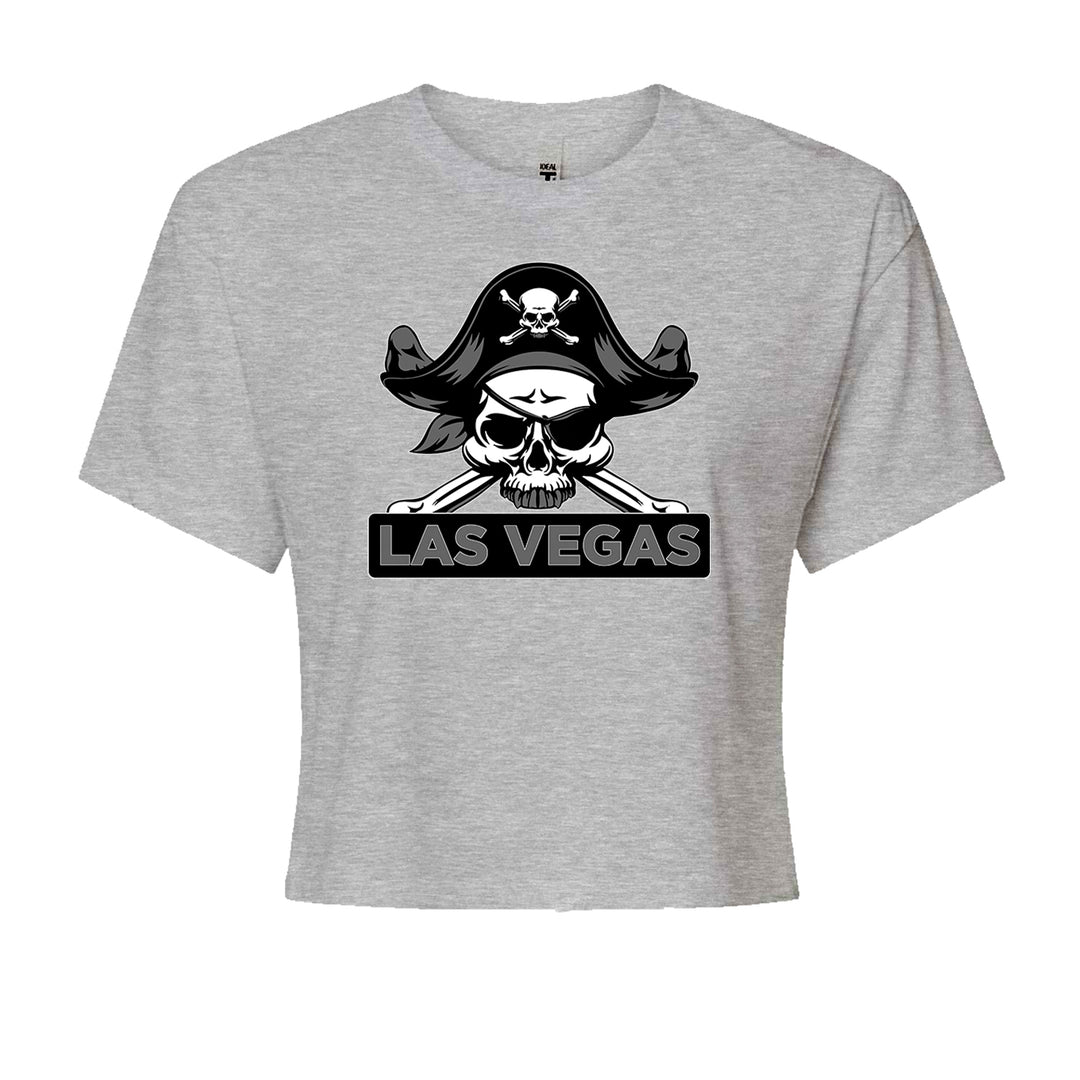 Raider Skull Straight Outta Las Vegas Cropped T-Shirt Heather Grey