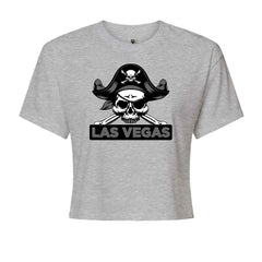 Raider Skull Straight Outta Las Vegas Cropped T-Shirt Heather Grey