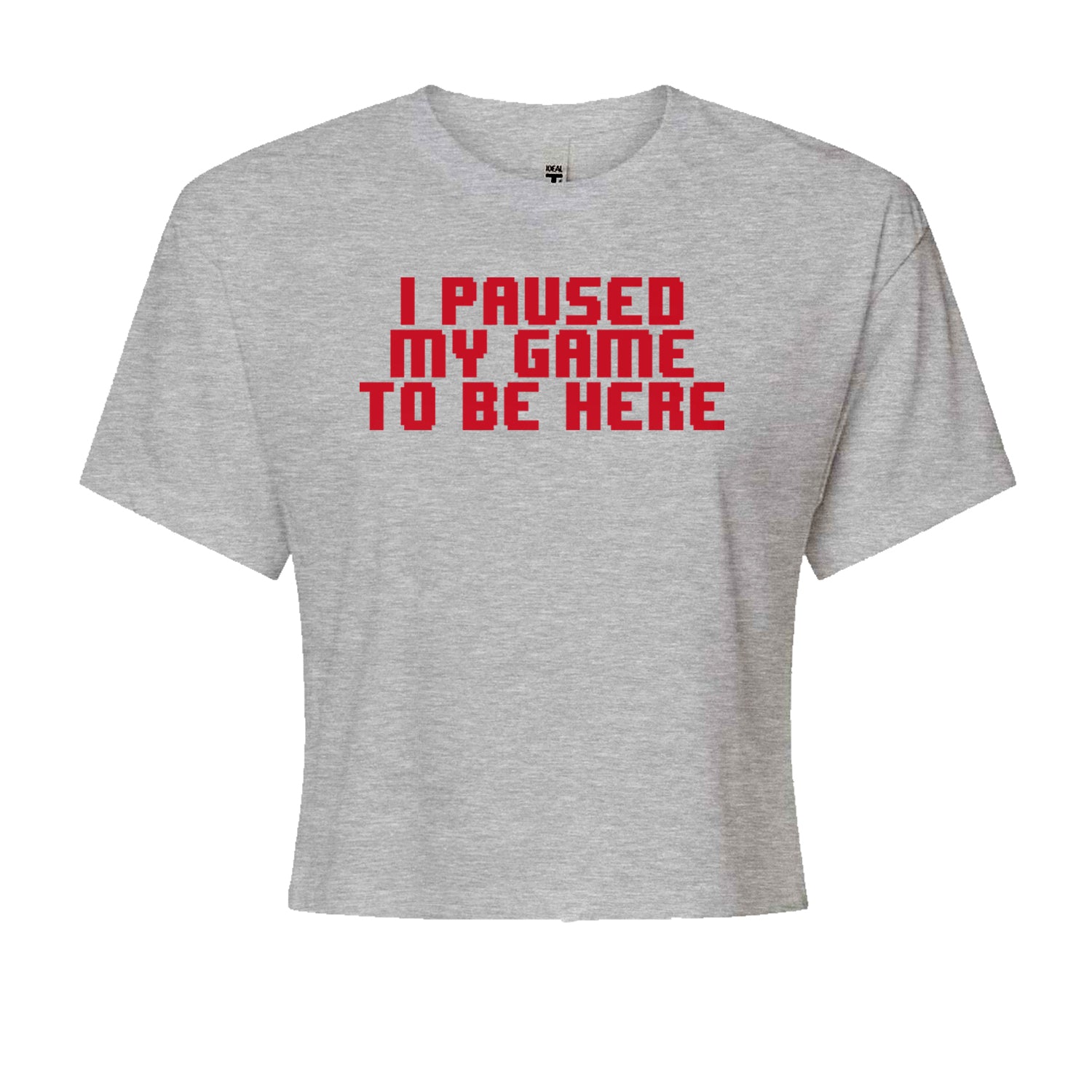 I Paused My Game To Be Here Funny Video Gamer Cropped T-Shirt Heather Grey