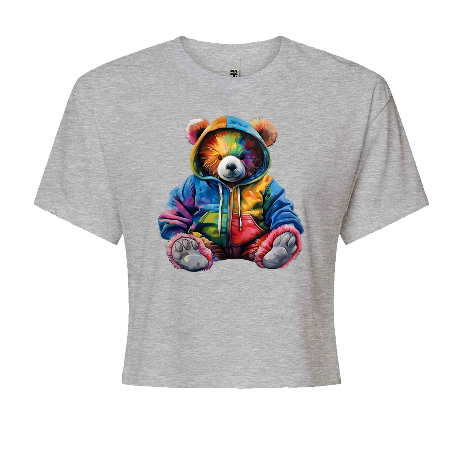 Rainbow Streetwear Urban Graffiti BearCropped T-Shirt Black