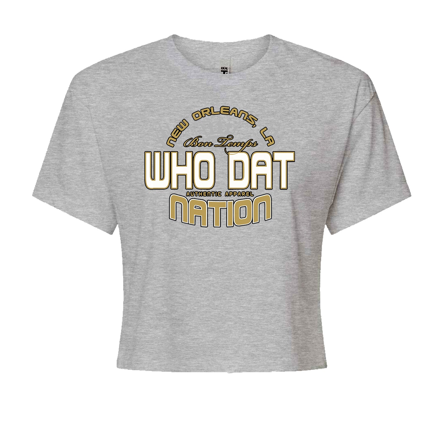 Who Dat Nation New Orleans (Color) Cropped T-Shirt Heather Grey