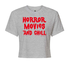 Horror Movies and ChillCropped T-Shirt Heather Grey