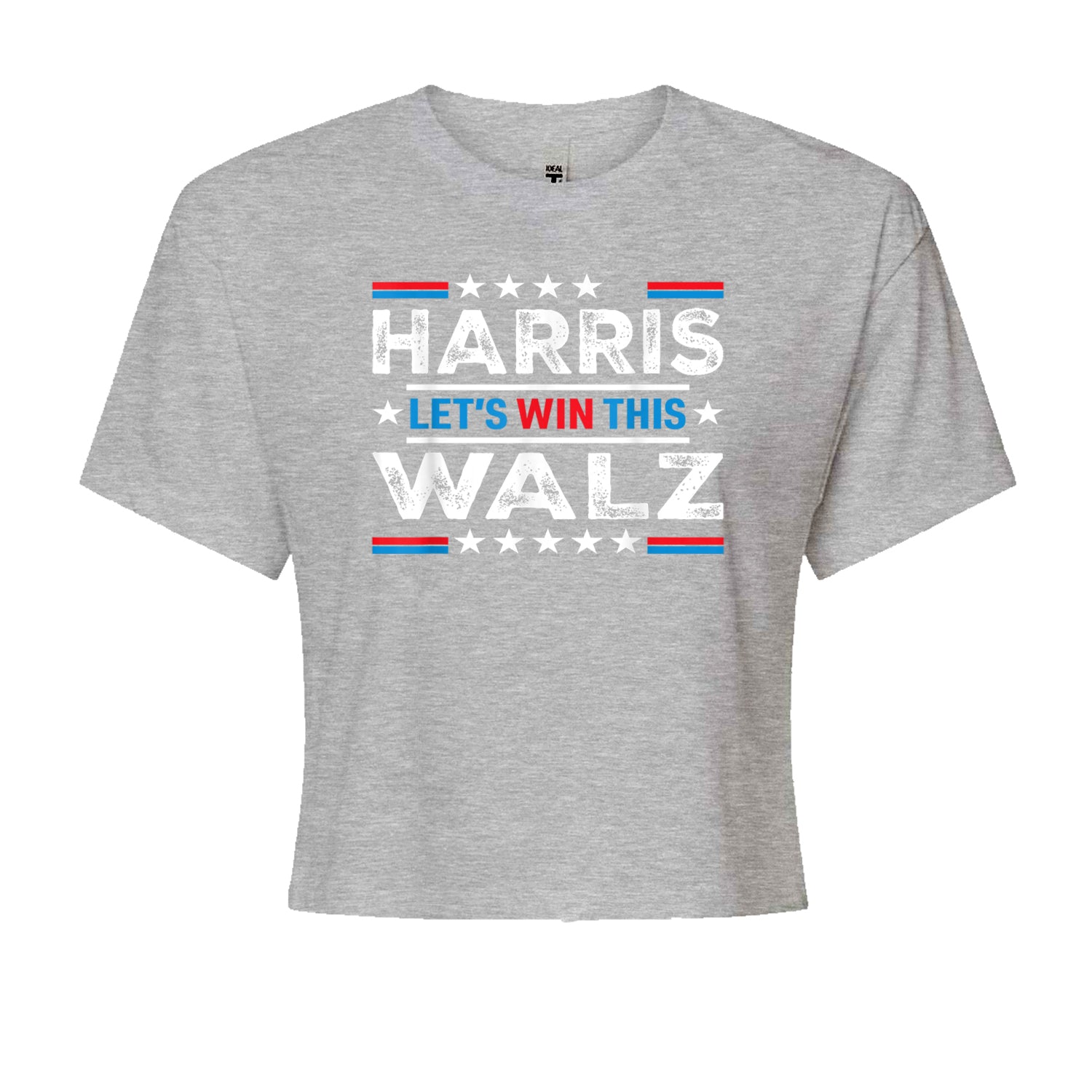 Kamala Harris and Tim Walz For President Cropped T-Shirt Heather Grey