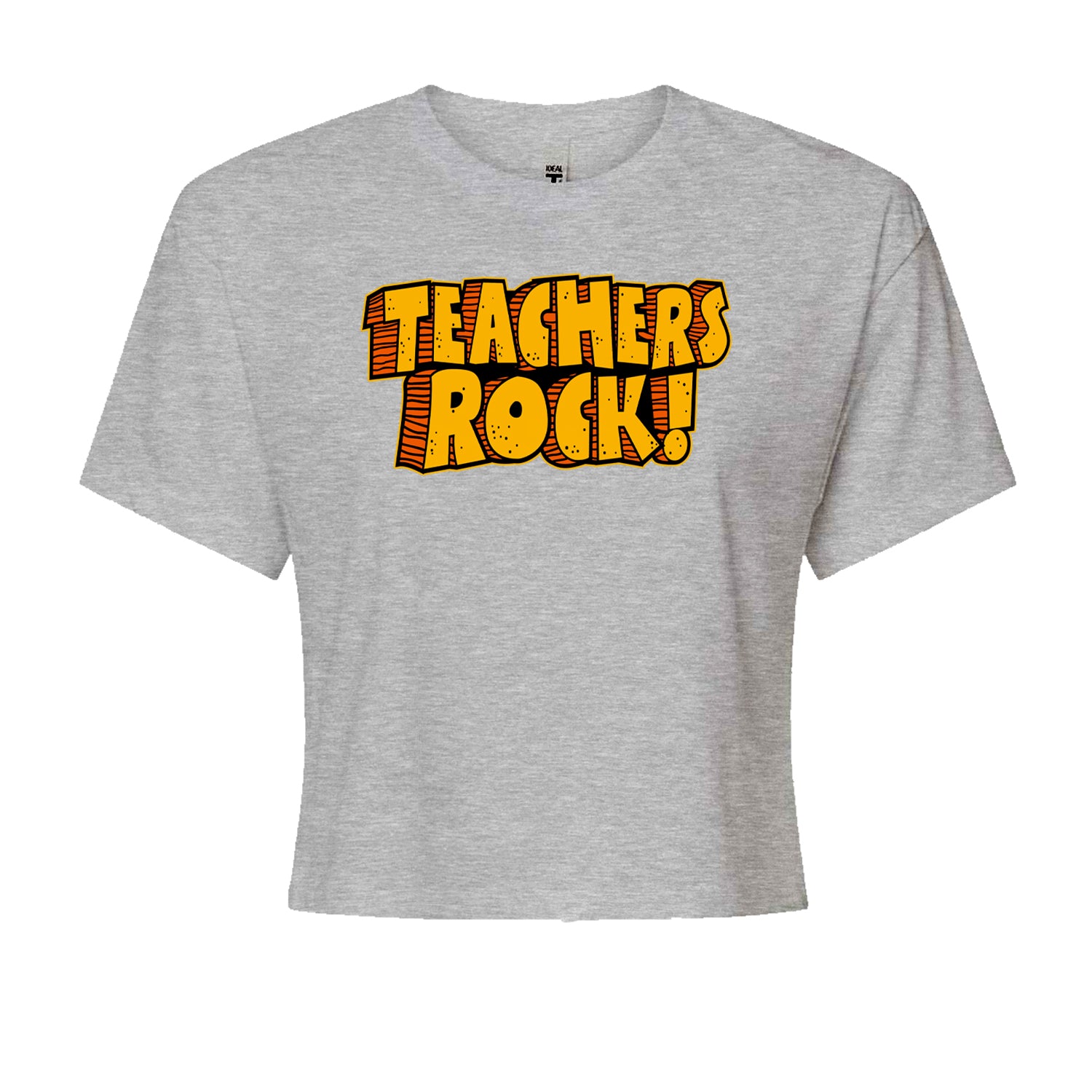 Teachers Rock RetroCropped T-Shirt Heather Grey