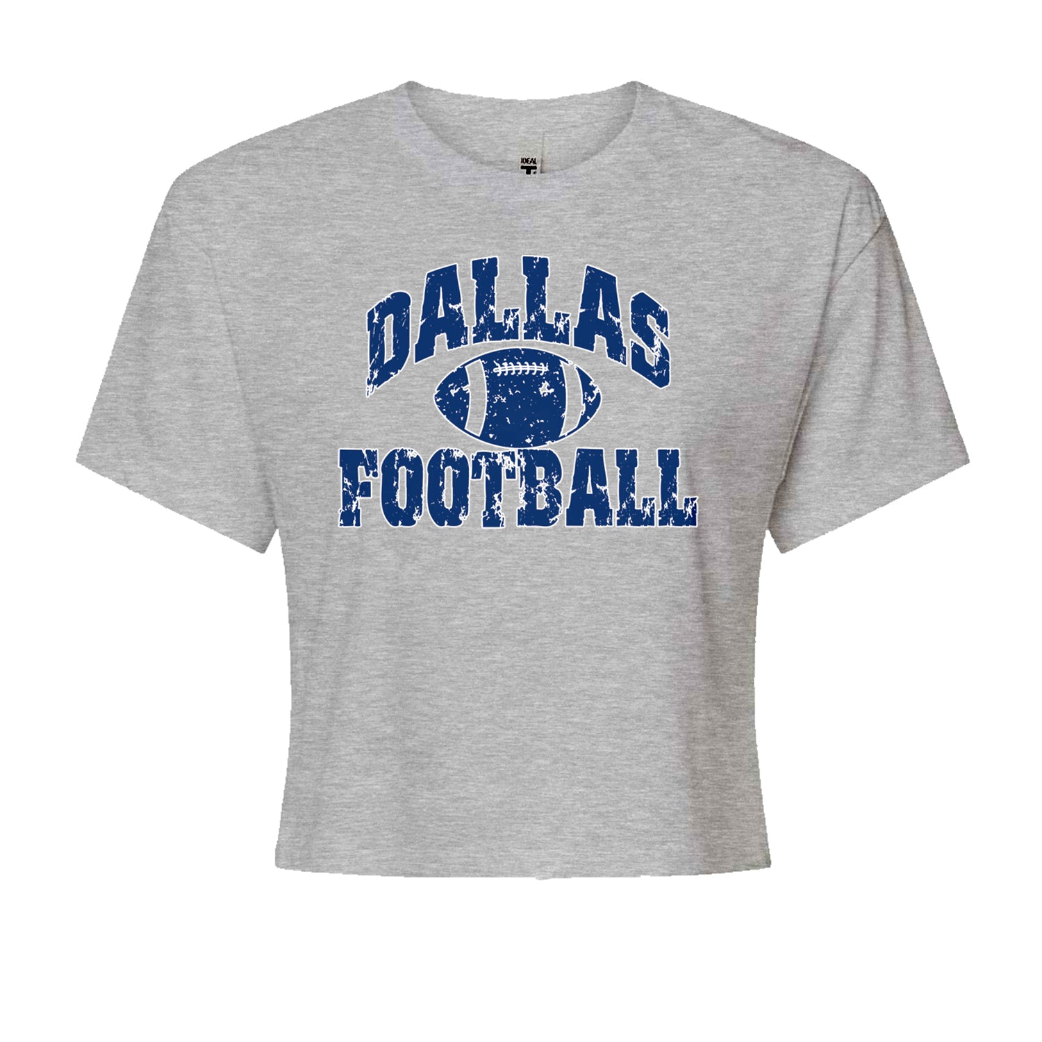 Dallas Distressed Football Cropped T-Shirt Heather Grey