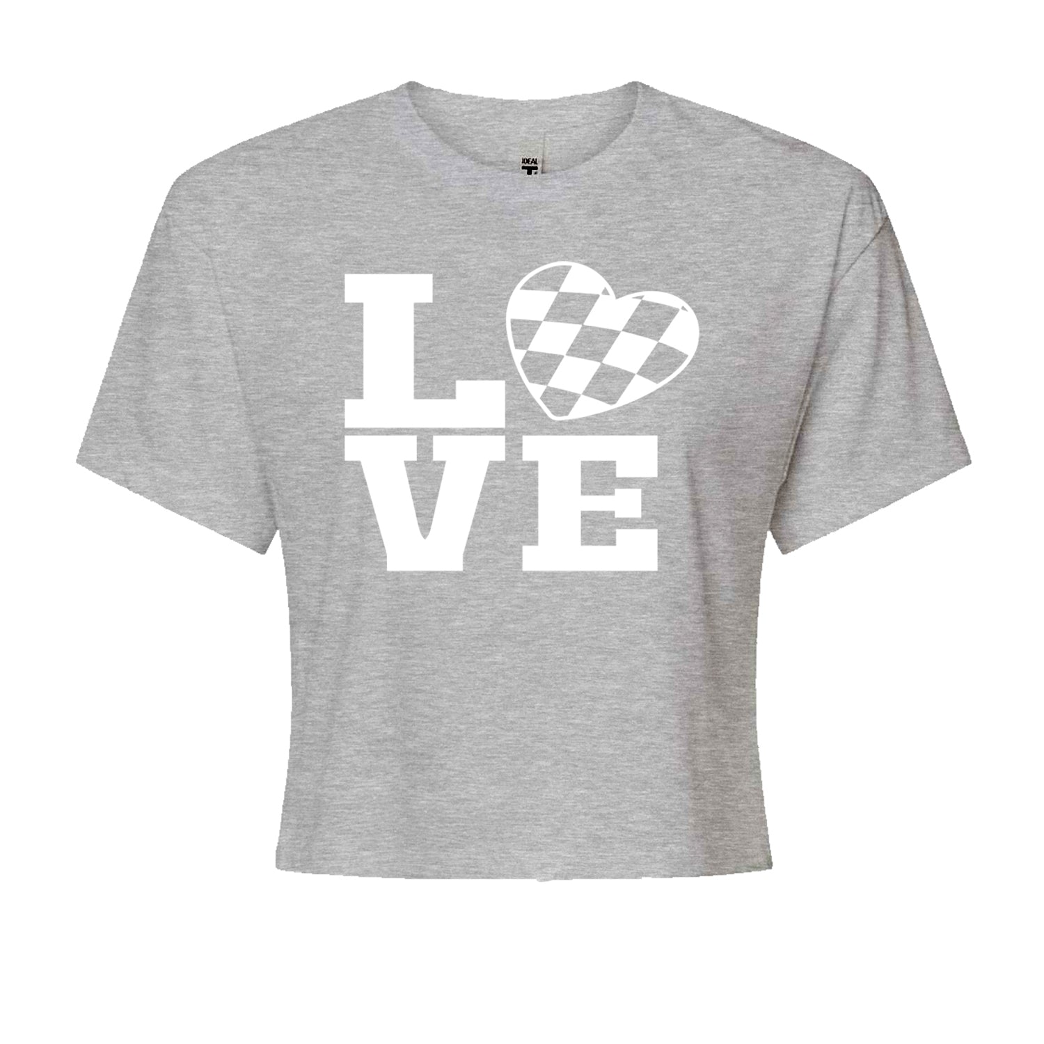 Love Racing Checkered Flag Heart Cropped T-Shirt Black