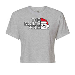 The North Pole Santa FaceCropped T-Shirt Heather Grey