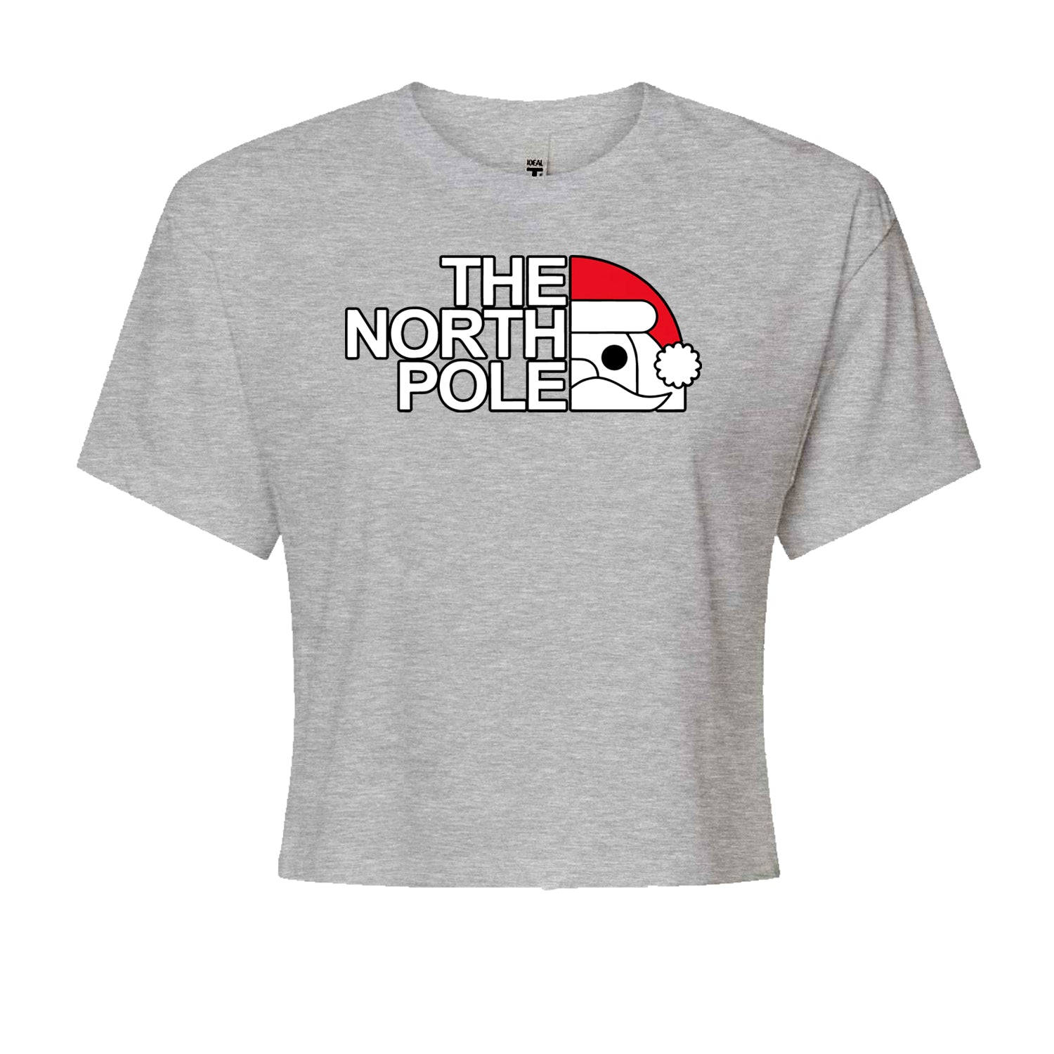 The North Pole Santa FaceCropped T-Shirt Heather Grey