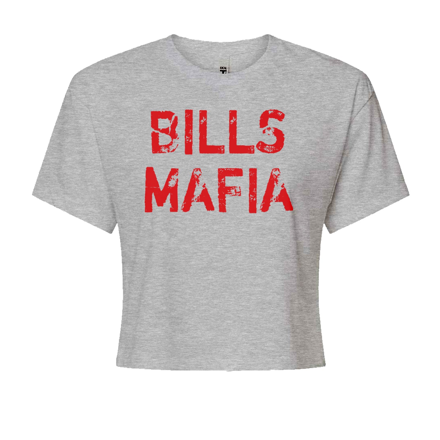 Distressed Bills Mafia Football Cropped T-Shirt Heather Grey