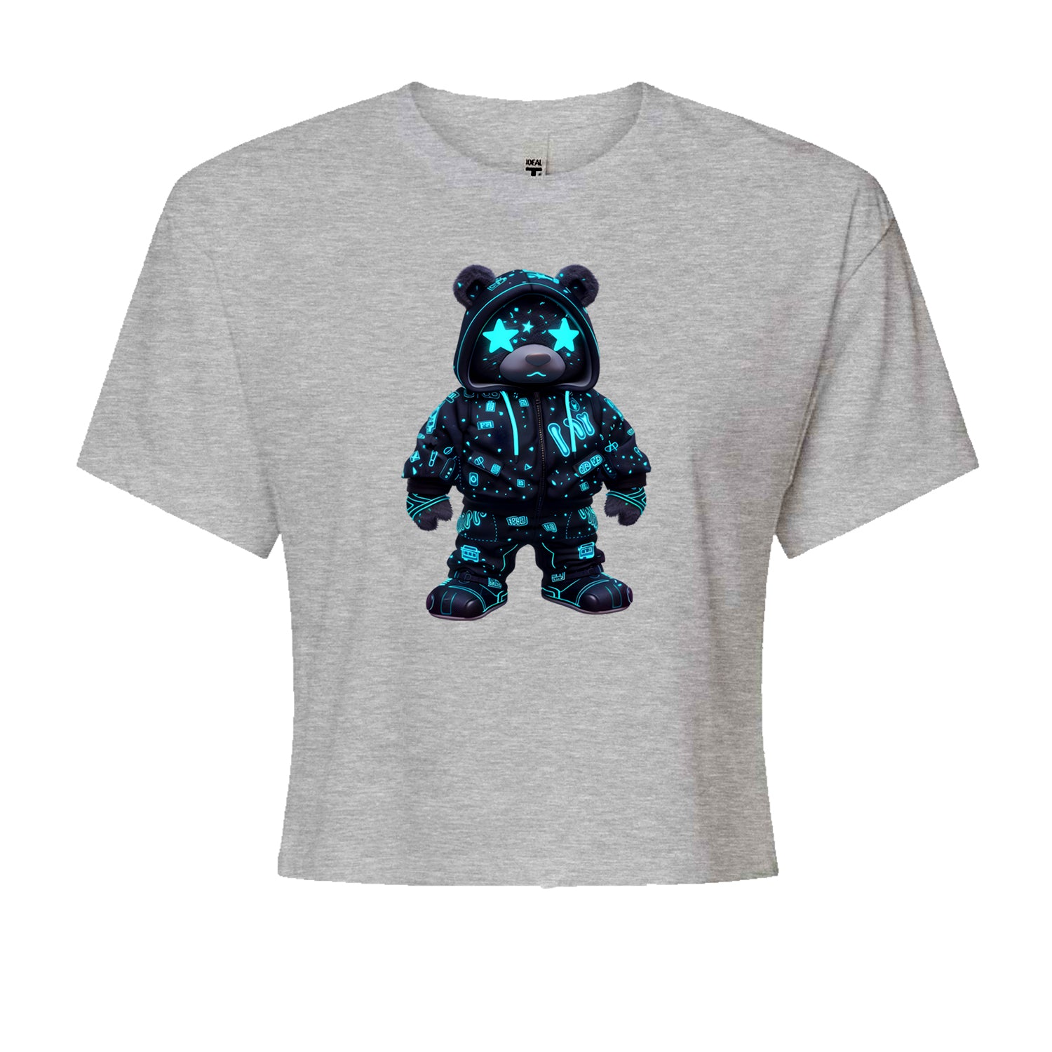 Starry Eyed Vaporwave Urban Graffiti BearCropped T-Shirt Black