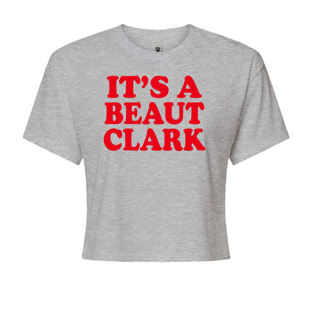 It's a Beaut Clark Festive ChristmasCropped T-Shirt Heather Grey
