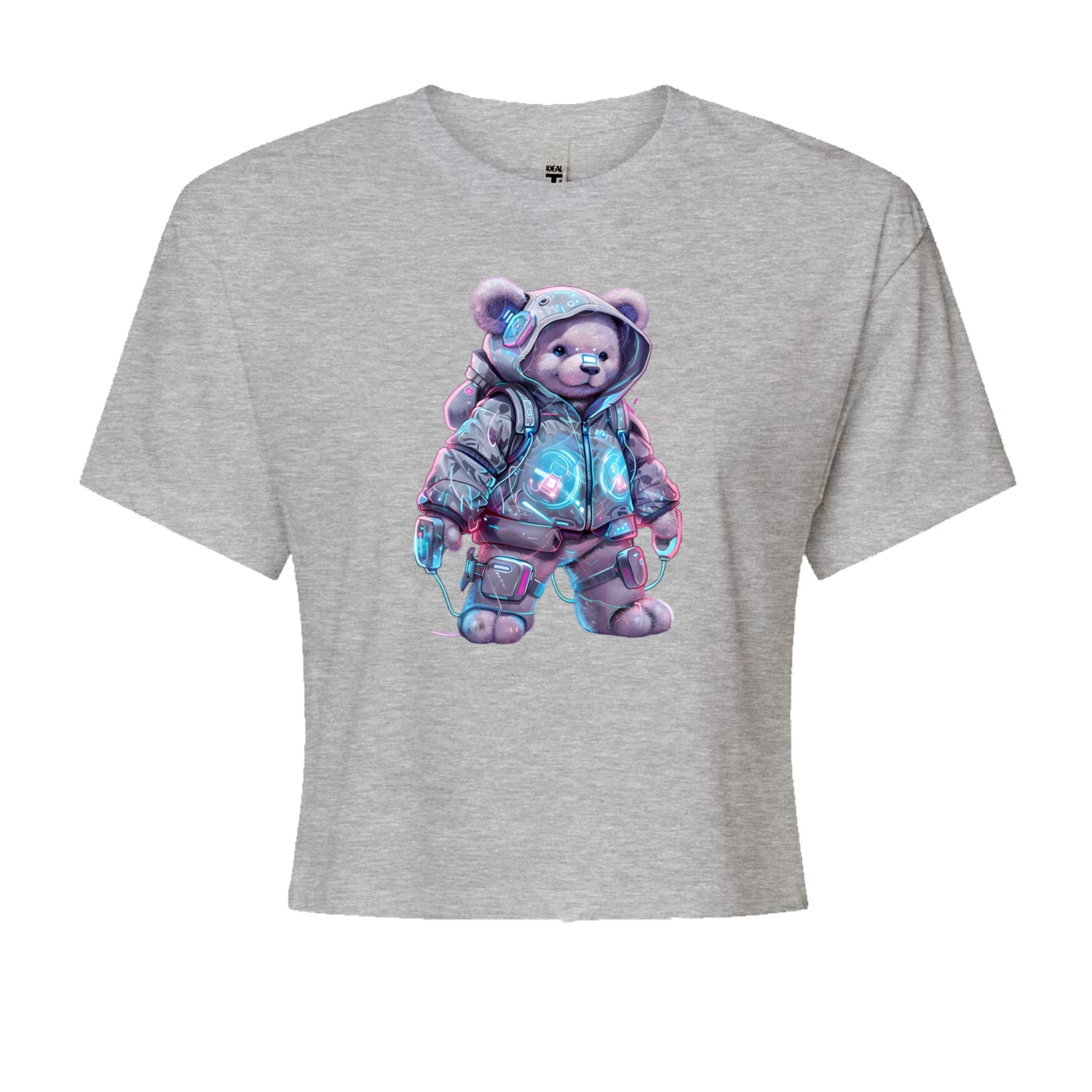 Cyberpunk Adventure Urban Graffiti BearCropped T-Shirt Black