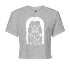 In  A World Full Of Mondays, Be A Wednesday Cropped T-Shirt Heather Grey