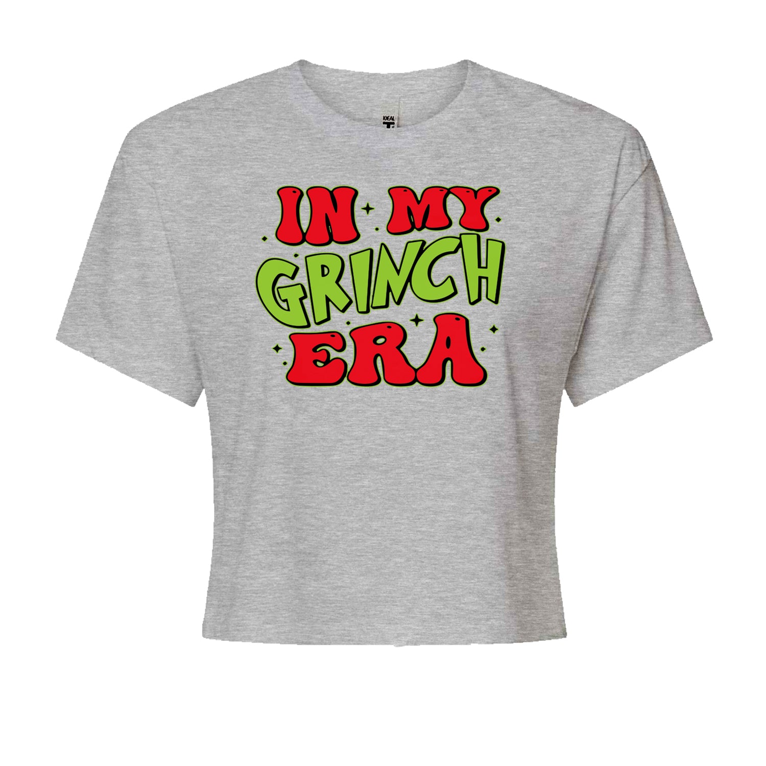 In My Gr-nch Era Jolly Merry ChristmasCropped T-Shirt Heather Grey