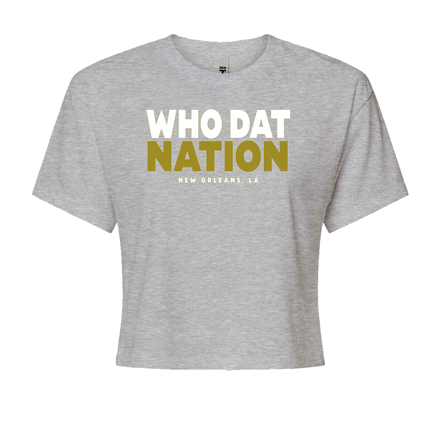 New Orleans Who Dat Nation Cropped T-Shirt Heather Grey