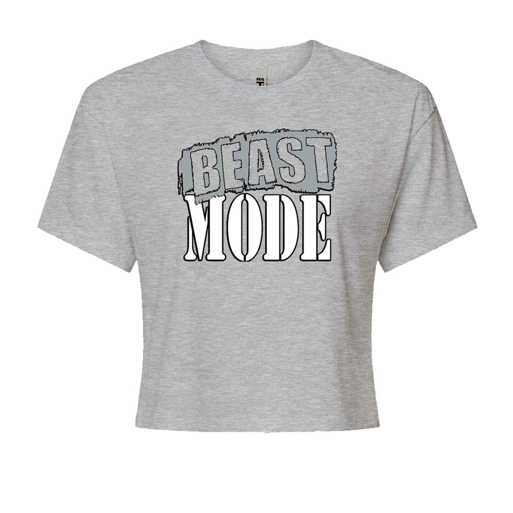 Beast Mode Training Gym Workout Cropped T-Shirt Heather Grey