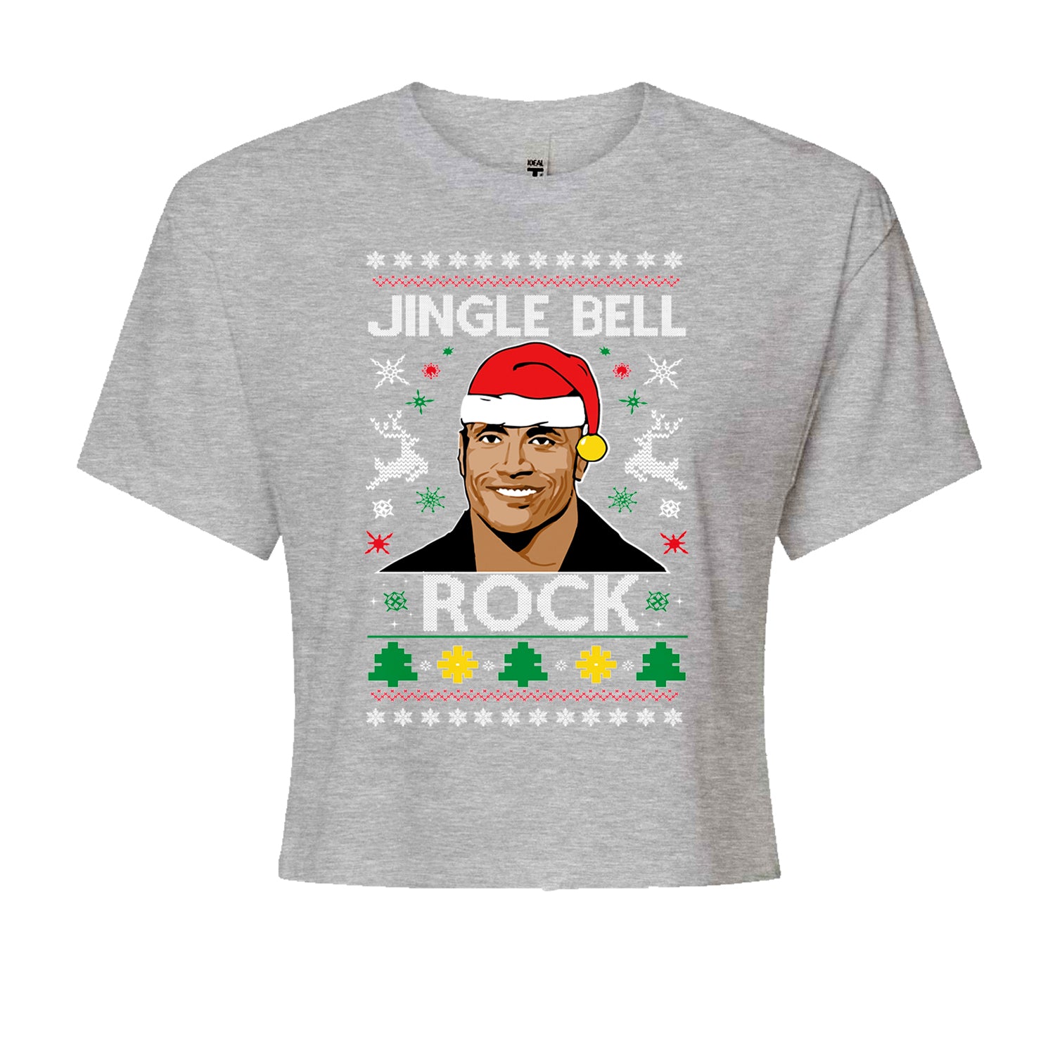 Jingle Bell Rock Ugly Christmas Cropped T-Shirt Heather Grey