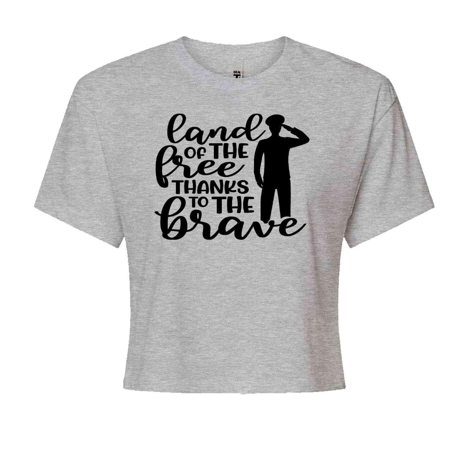 Land Of The Free Thanks To The Brave Veterans Cropped T-Shirt Heather Grey