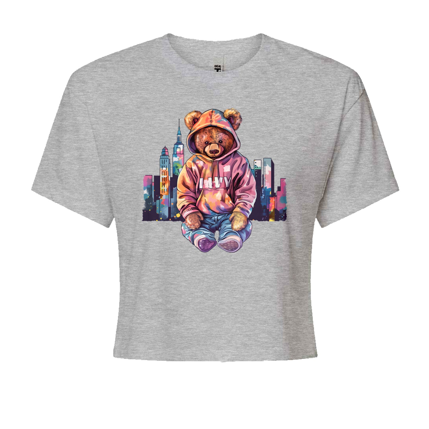 City Skyline Urban Graffiti BearCropped T-Shirt Black