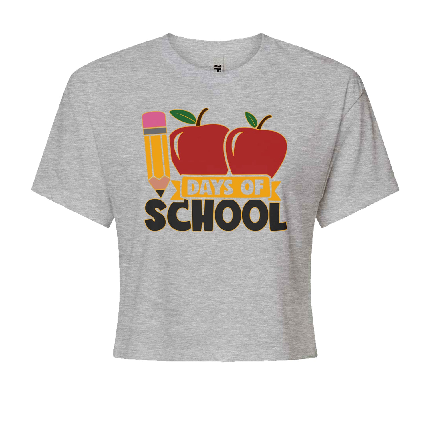 100 Days Of School Apple PencilCropped T-Shirt Heather Grey