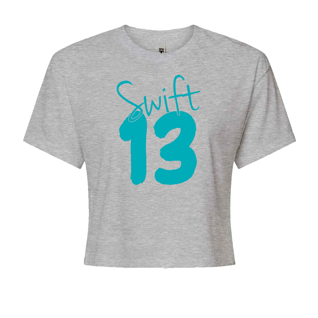 13 Swift 13 Lucky Number Era TTPD Cropped T-Shirt Heather Grey