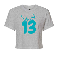 13 Swift 13 Lucky Number Era TTPD Cropped T-Shirt Heather Grey