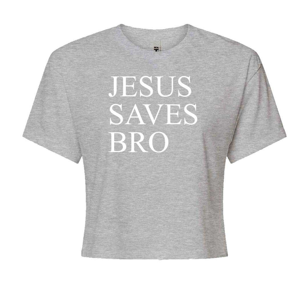 Jesus Saves Bro  Cropped T-Shirt Heather Grey