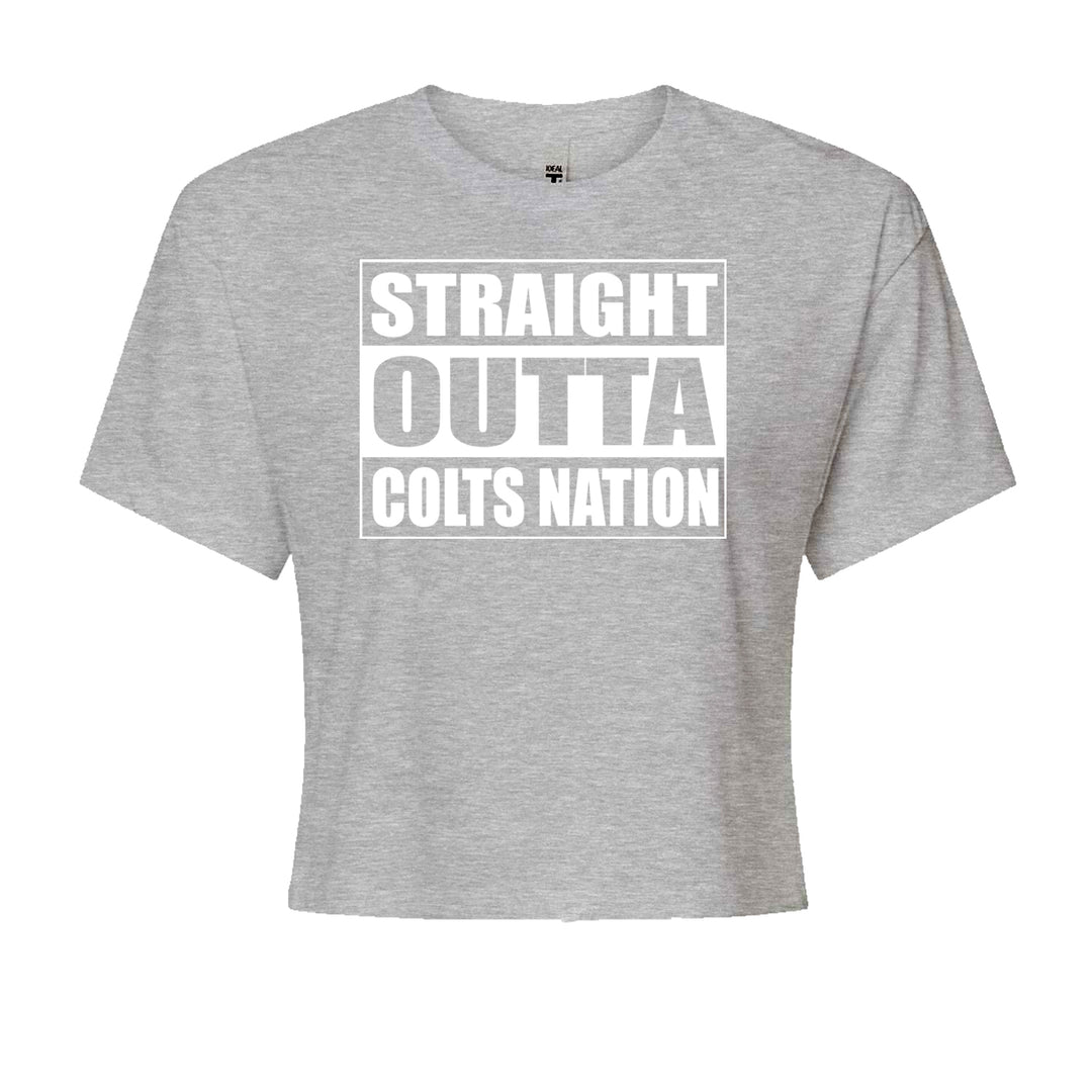 Straight Outta Colts Nation Football  Cropped T-Shirt Heather Grey