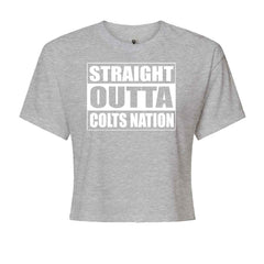 Straight Outta Colts Nation Football  Cropped T-Shirt Heather Grey