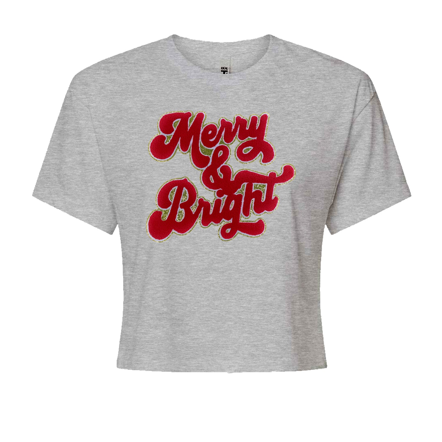 Merry & Bright Chenille GlitterCropped T-Shirt Black