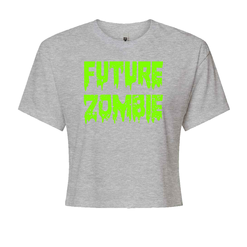 Future Zombie Horror Cropped T-Shirt Heather Grey