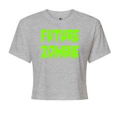 Future Zombie Horror Cropped T-Shirt Heather Grey