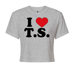 I Heart T.S. Concert Music Lover  Cropped T-Shirt Heather Grey