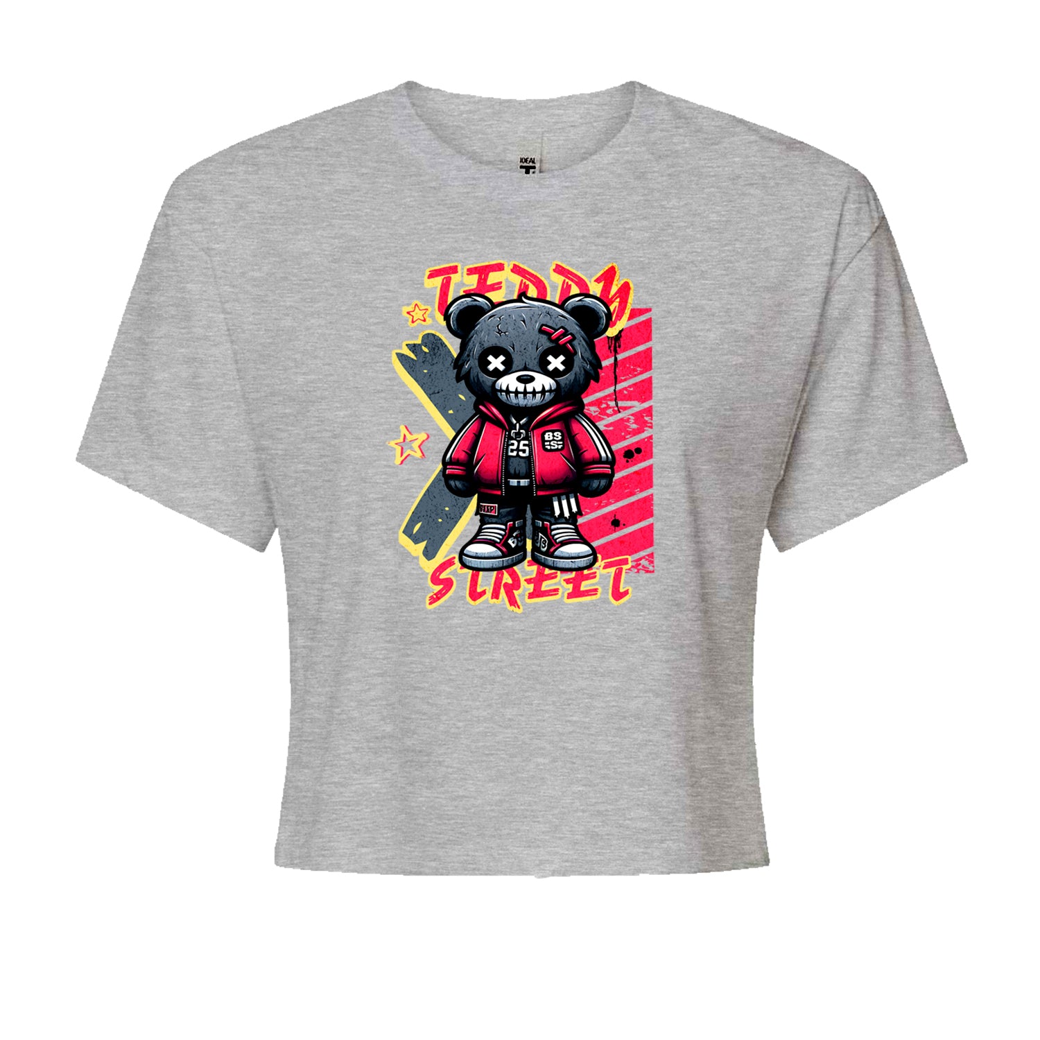 Teddy Attitude Urban Graffiti BearCropped T-Shirt Black