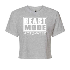 Activated Beast Mode Workout Gym Clothing Cropped T-Shirt Heather Grey