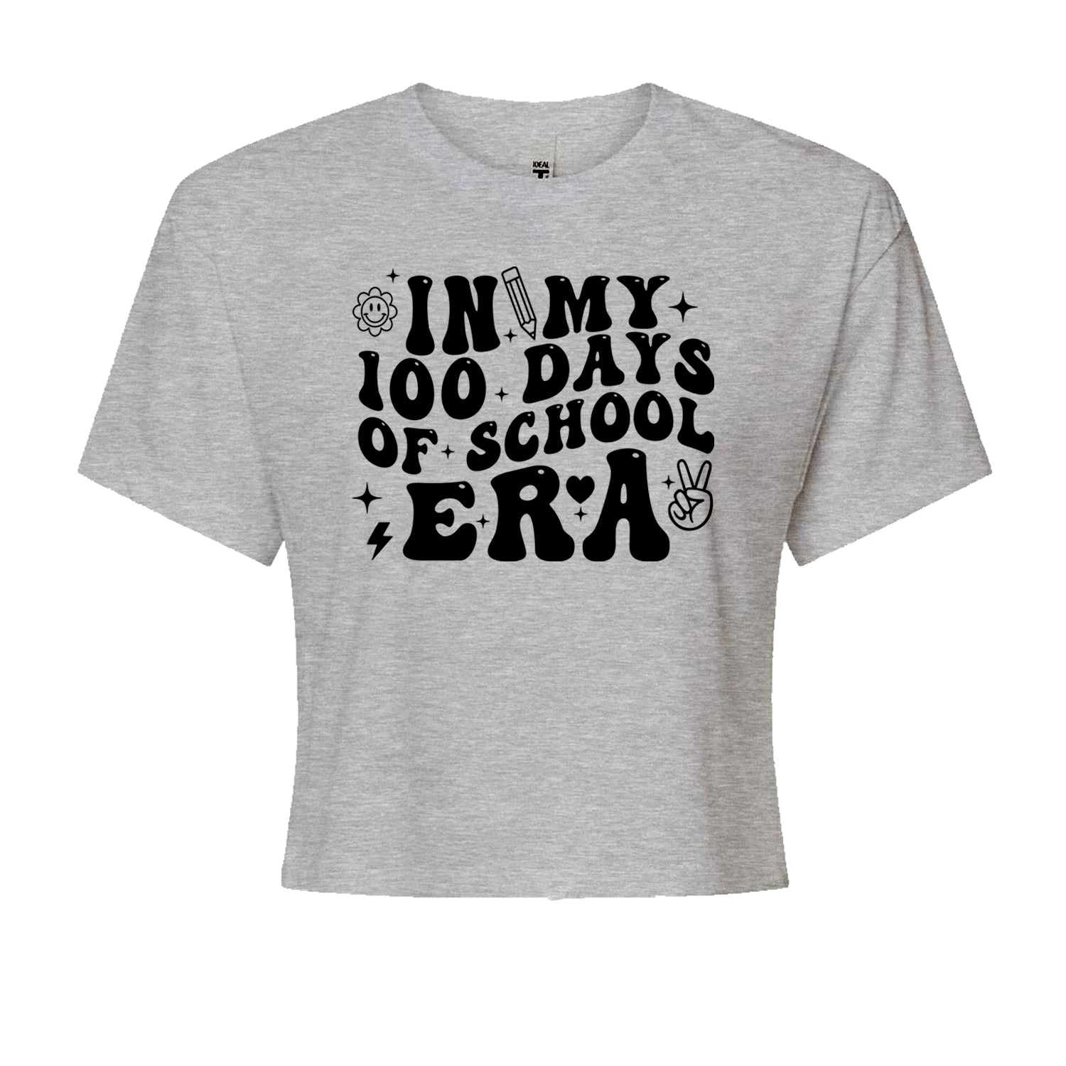 In My 100 Days Of School Era Cropped T-Shirt Heather Grey