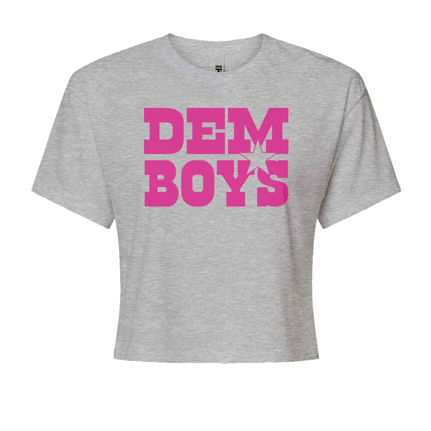 Dem Boys Hot Pink Dallas  Cropped T-Shirt Heather Grey