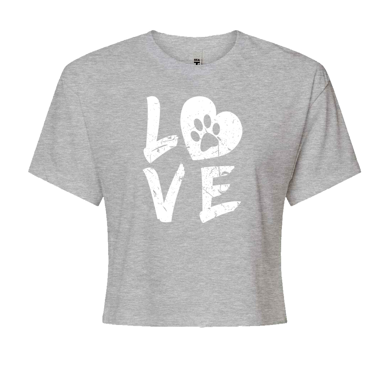 I Love My Dog Paw Print  Cropped T-Shirt Black