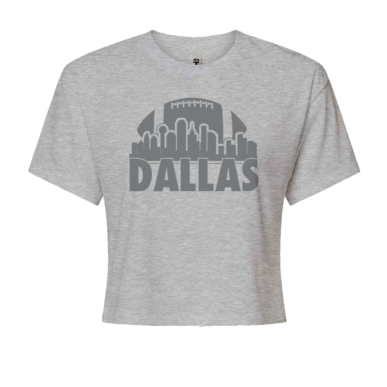 Dallas Texas Skyline Cropped T-Shirt Heather Grey