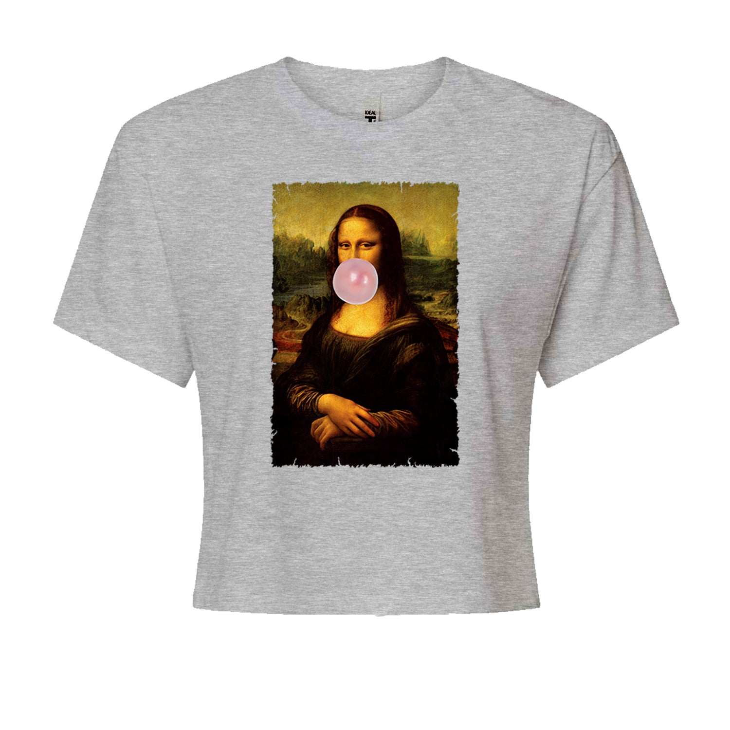 Mona Lisa Smile Pink Bubble Gum Da Vinci Icon Cropped T-Shirt Black