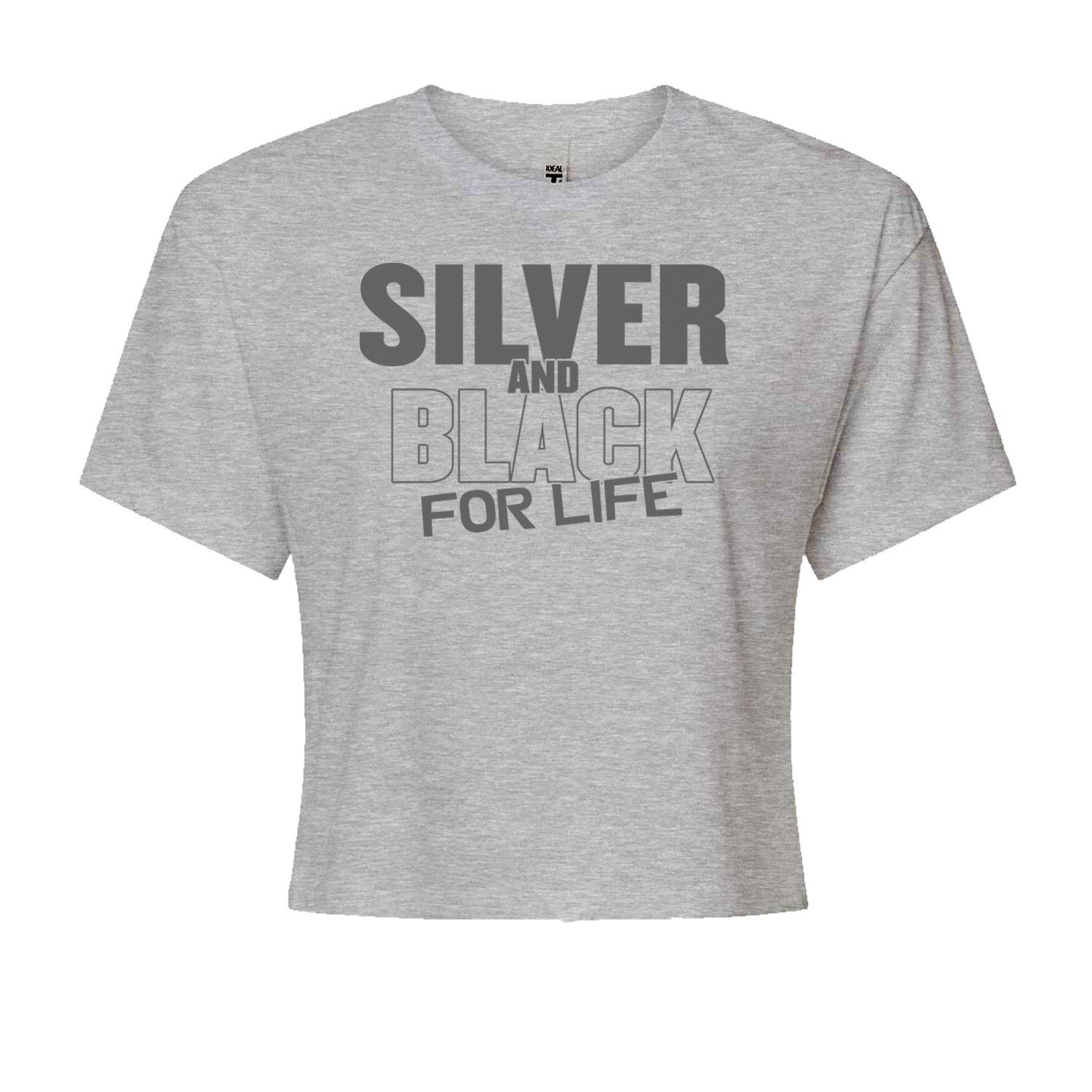 Silver And Black For Life Football Fan Cropped T-Shirt Black